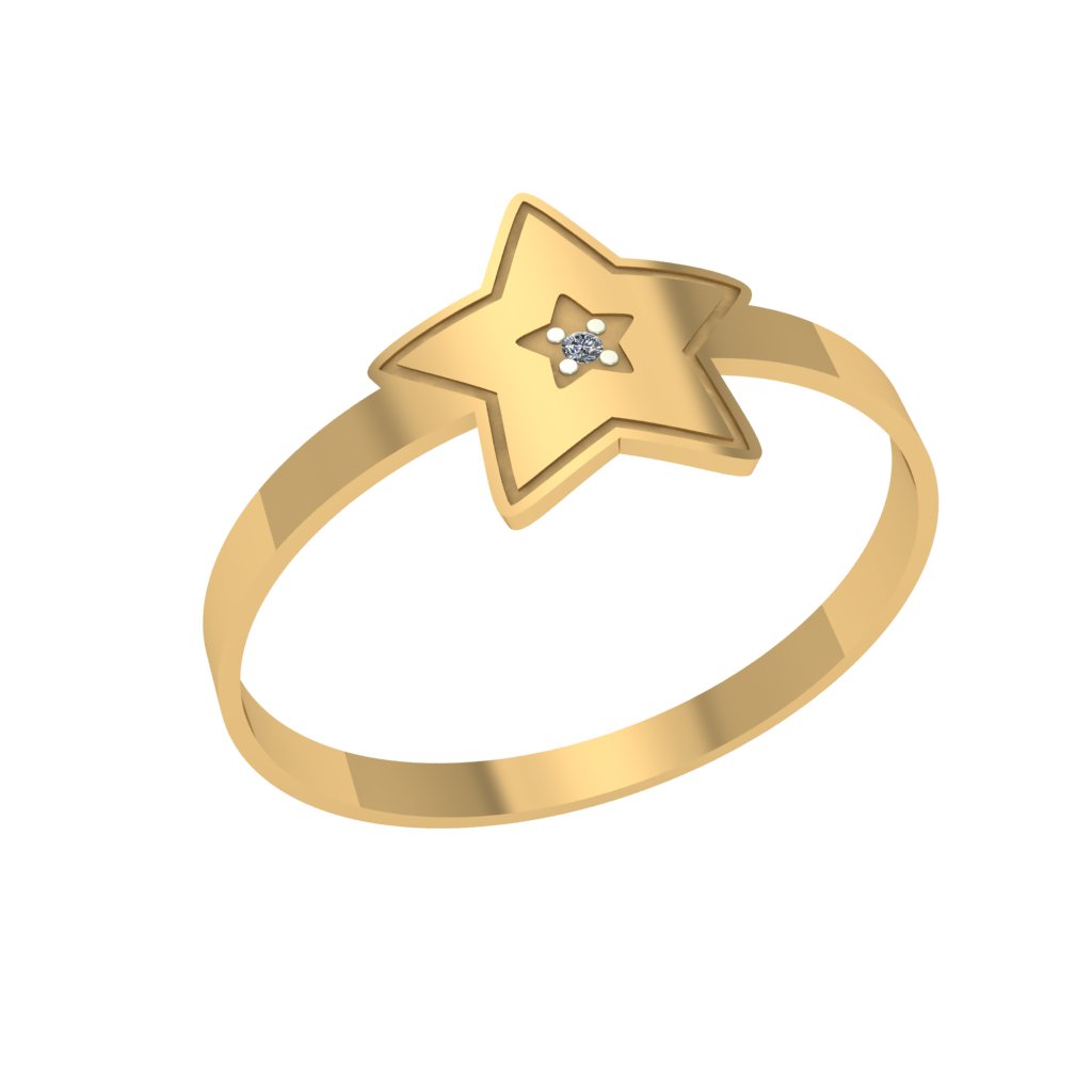 Anel Estrela em Ouro Amarelo 18k com Zircônia
