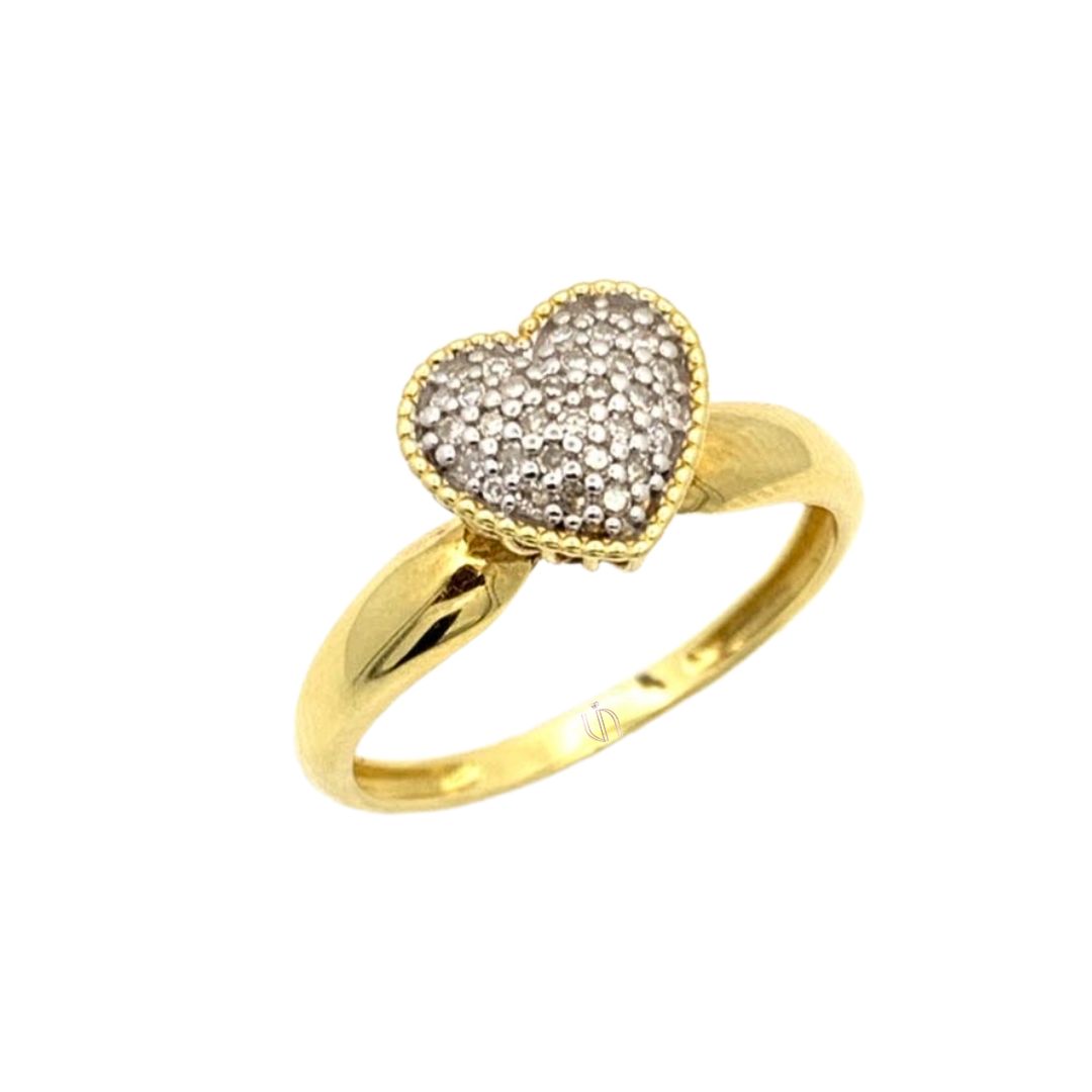 Anel Chuveiro Coração em Ouro Amarelo 18k com Diamantes