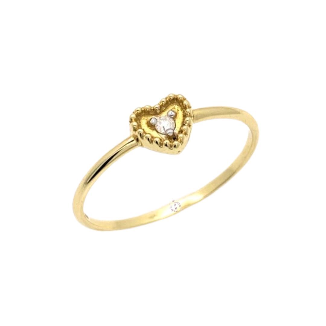 Anel Coração em Ouro Amarelo 18k com Diamante de 3,50ptos