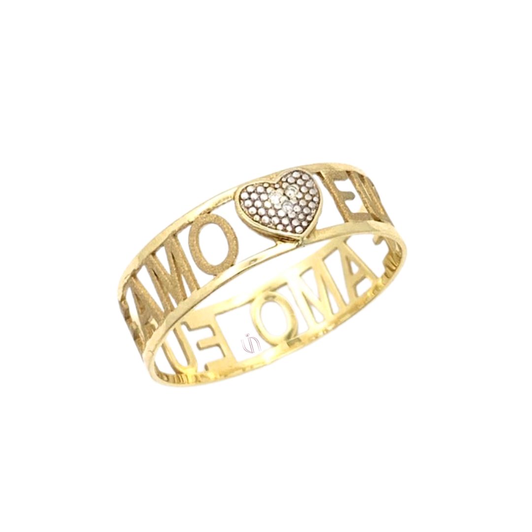 Anel Eu Te Amo em Ouro Amarelo 18k com Diamante