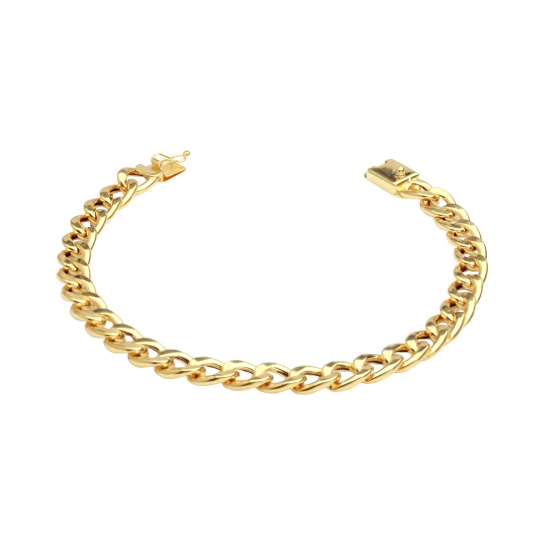 Pulseira Groumet Oca Grossa em Ouro Amarelo 18k 22,0cm