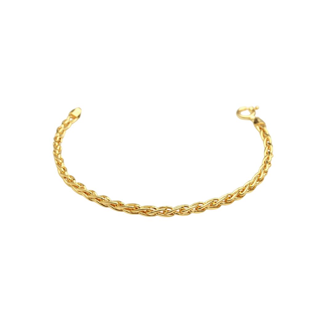 Pulseira Oca Malha Palmeira em Ouro Amarelo 18k