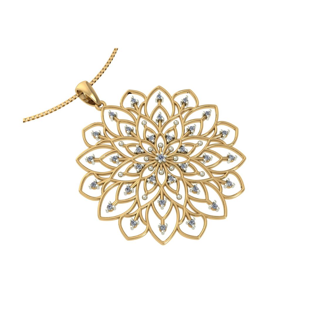 Mandala Flor em Ouro Amarelo 18k com Zircônias