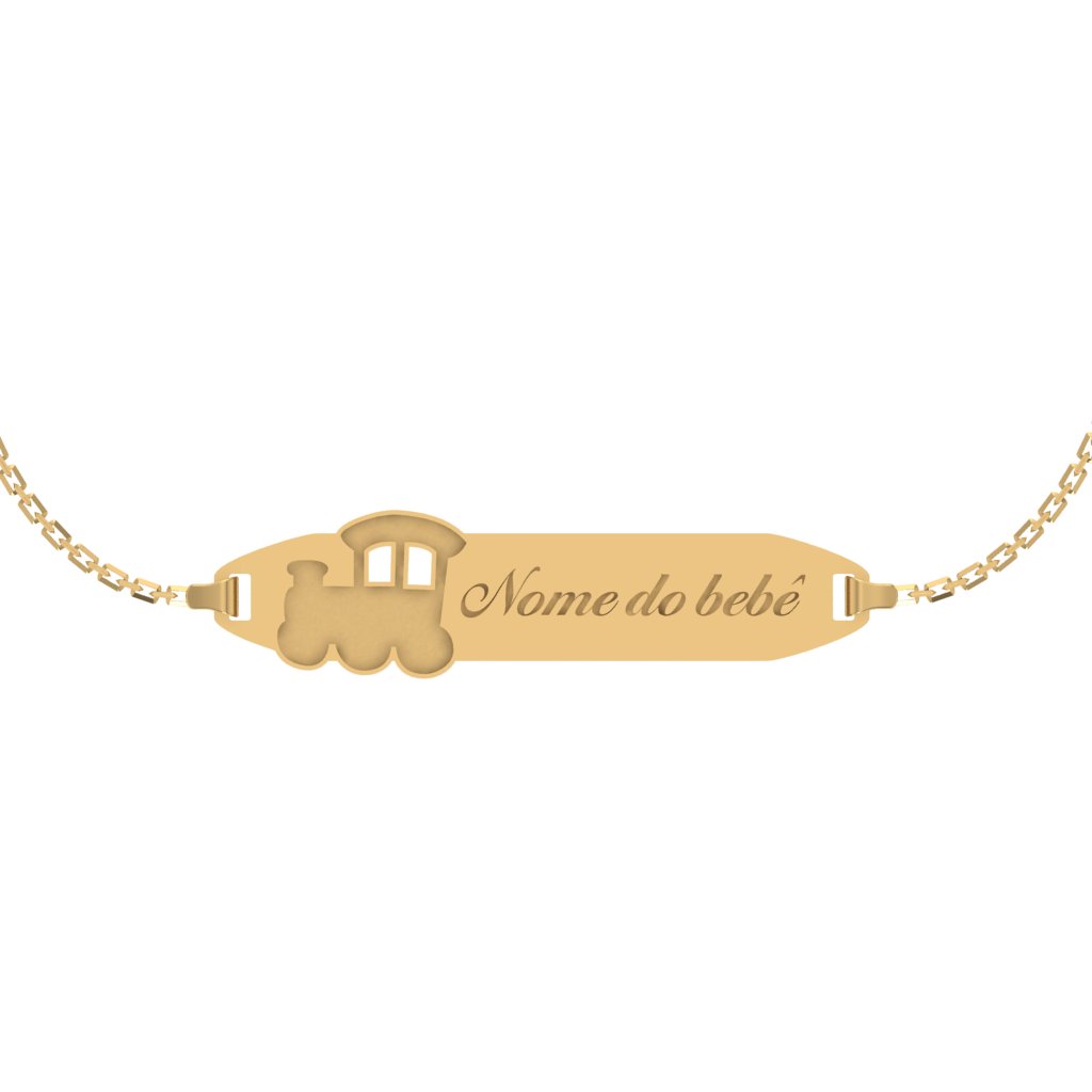 Pulseira Infantil Trem em Ouro 18k