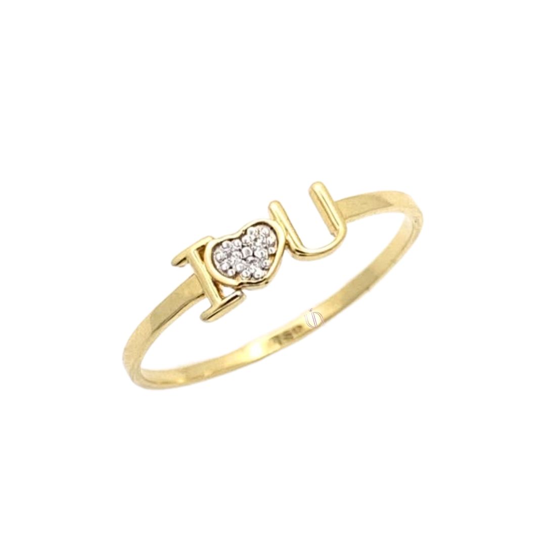Anel I Love You em Ouro Amarelo 18k com Diamantes
