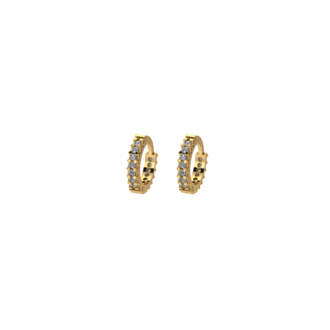 Brinco de Argola Mini em Ouro Amarelo 18k com Diamantes