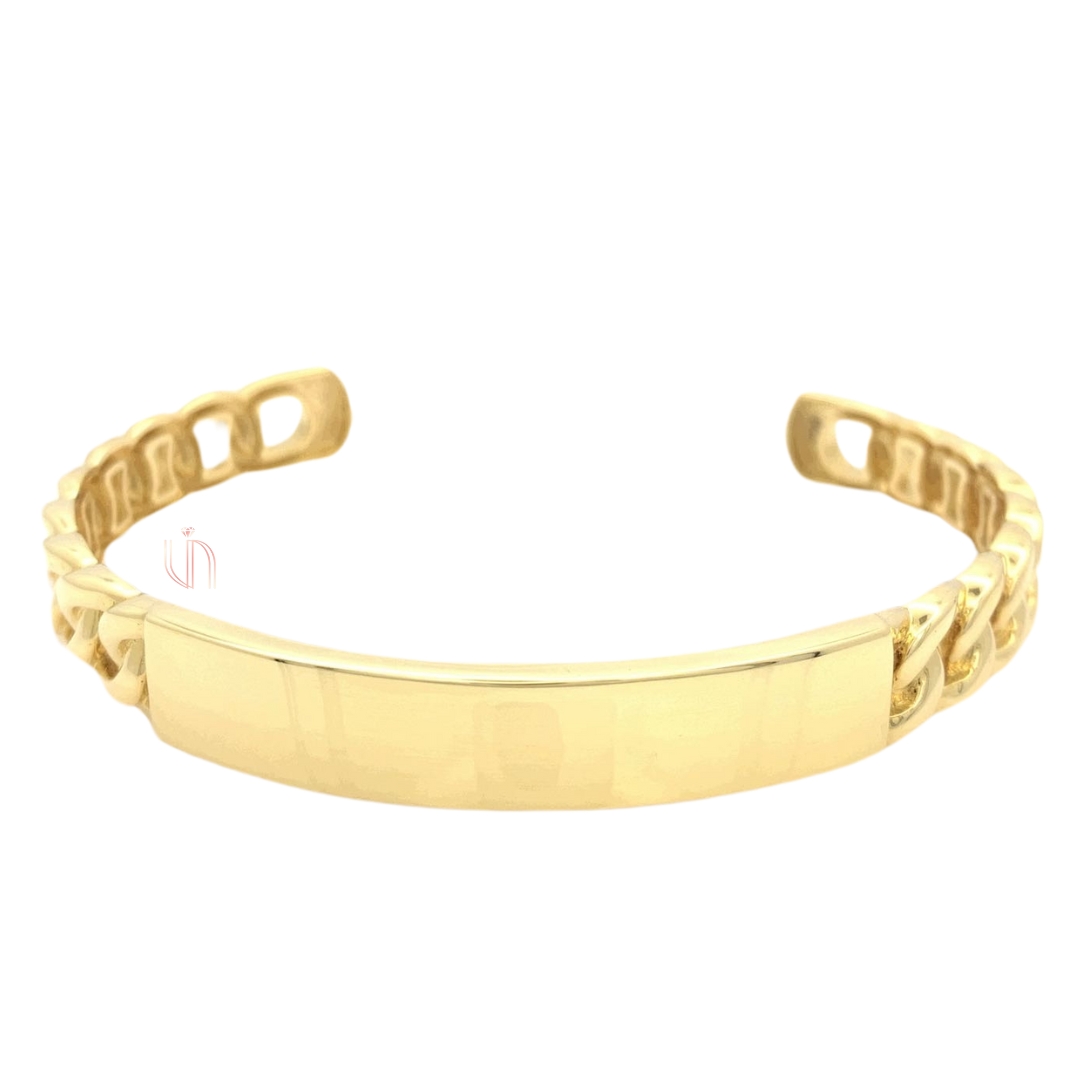 Bracelete Corrente com Placa Lisa em Ouro Amarelo 18k