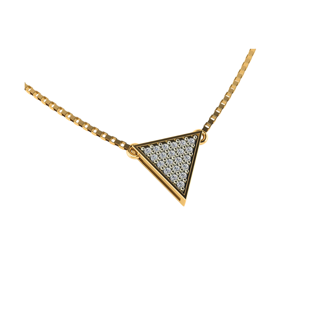 Gargantilha Triangulo em Ouro Amarelo 18k com Diamantes