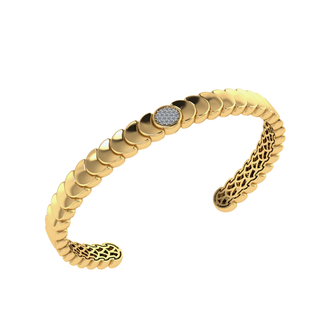 Bracelete Escamas em Ouro Amarelo 18k com Diamantes