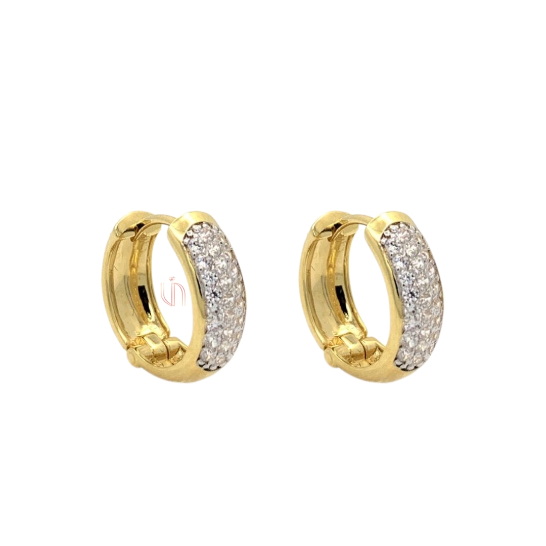 Brinco Argola em Ouro Amarelo 18k com Zircônias