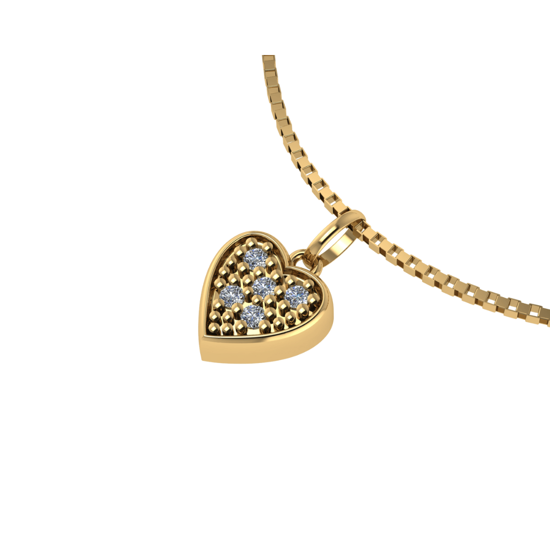 Pingente Coração em Ouro Amarelo 18k com Diamantes