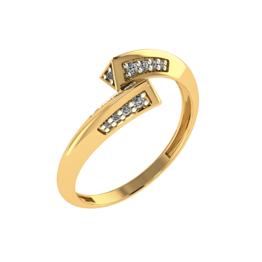 Anel Triangulo em Ouro Amarelo 18k com Diamantes