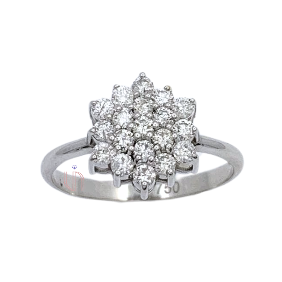 Anel Chuveiro Hexagonal em Ouro Branco 18k com Diamantes