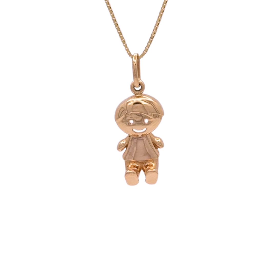 Pingente Menino Sentado em Ouro Rose 18k