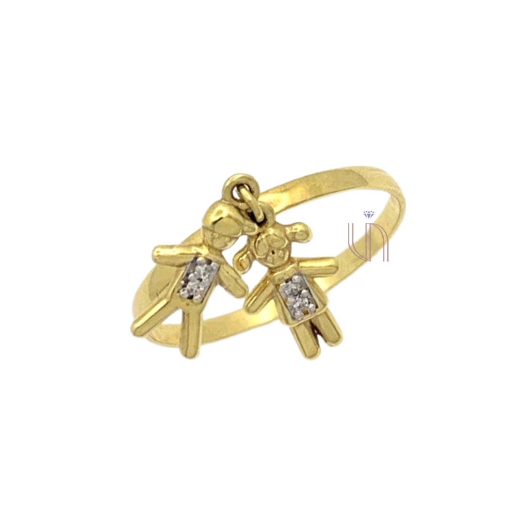 Anel Filhos em Ouro Amarelo 18k com Diamantes