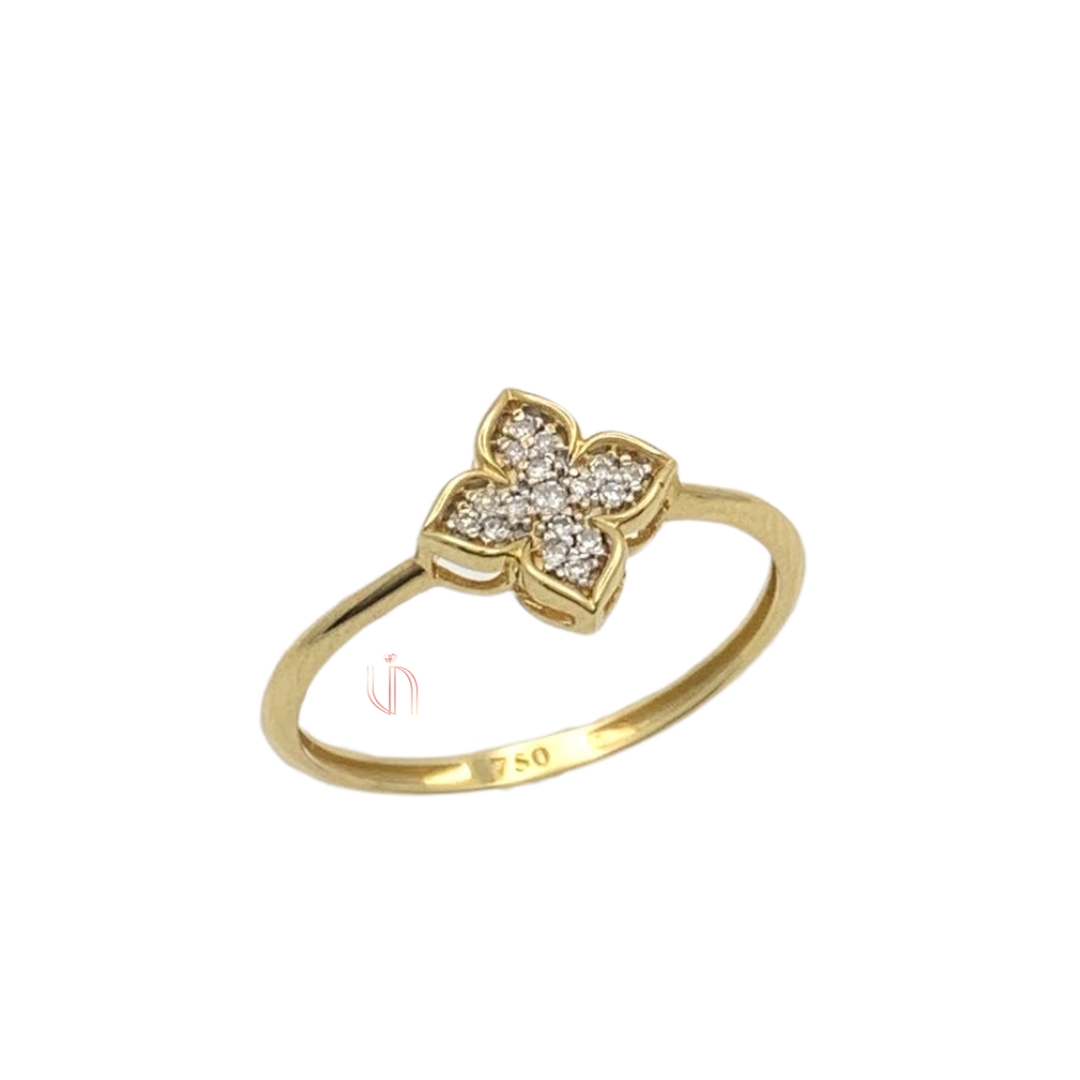 Anel Daphne em Ouro Amarelo 18k com 18 Diamantes