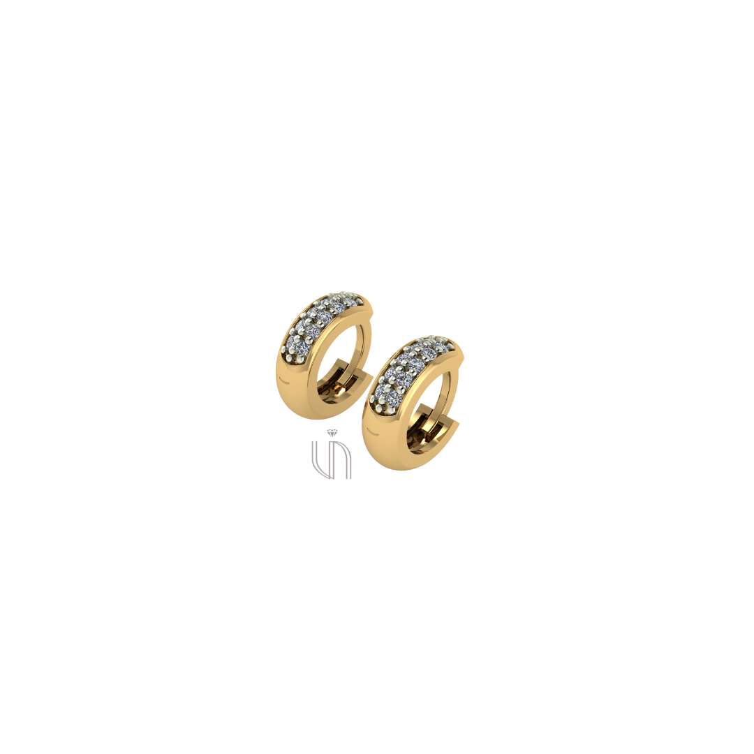 Brinco de Argola P em Ouro Amarelo 18k com 20 Diamantes