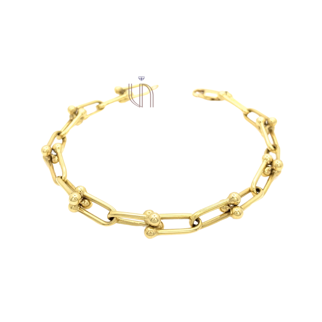 Pulseira Elos com Bolinhas em Ouro Amarelo 18k 18,0cm