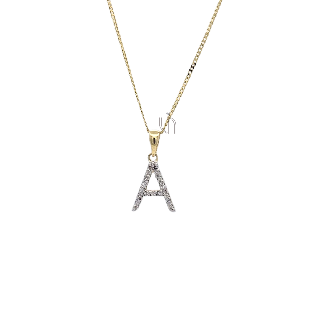 Pingente Letra A em Ouro Amarelo 18k com Diamantes