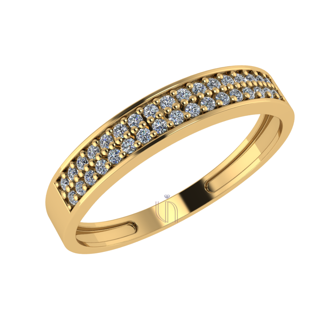 Aparador de Aliança em Ouro Amarelo 18k com 34 Diamantes