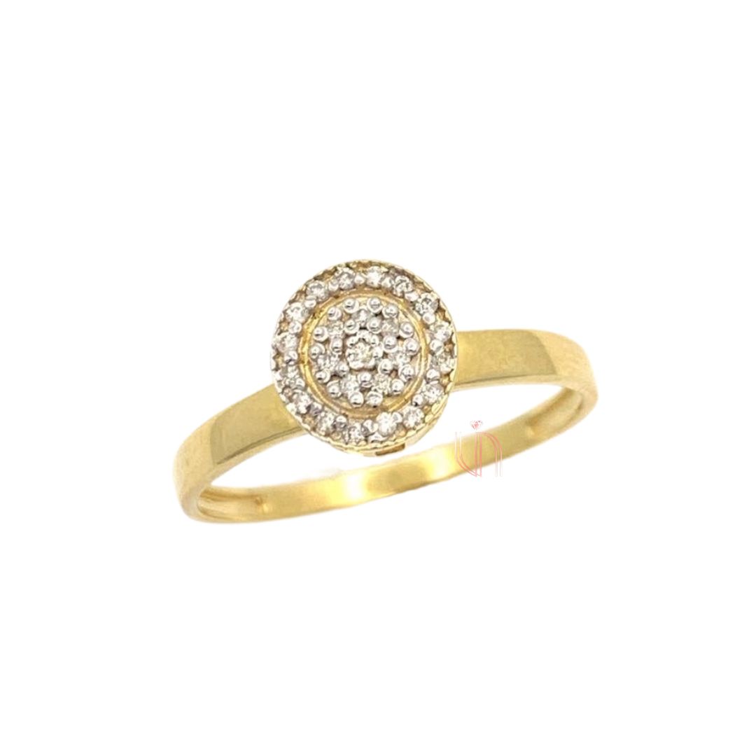 Anel Chuveiro Redondo Pequeno em Ouro Amarelo 18k com Diamantes