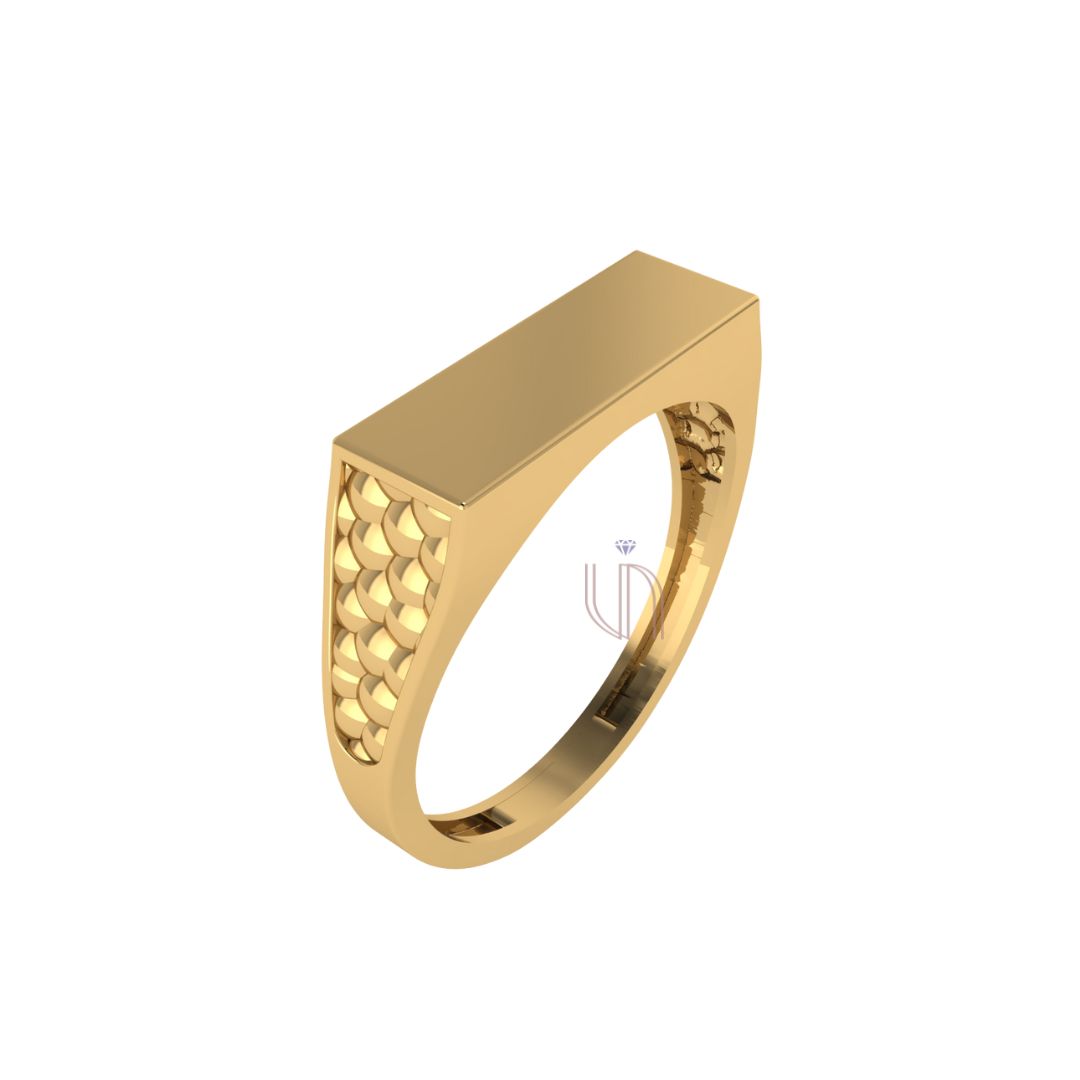 Anel Retangular Personalizável em Ouro Amarelo 18k