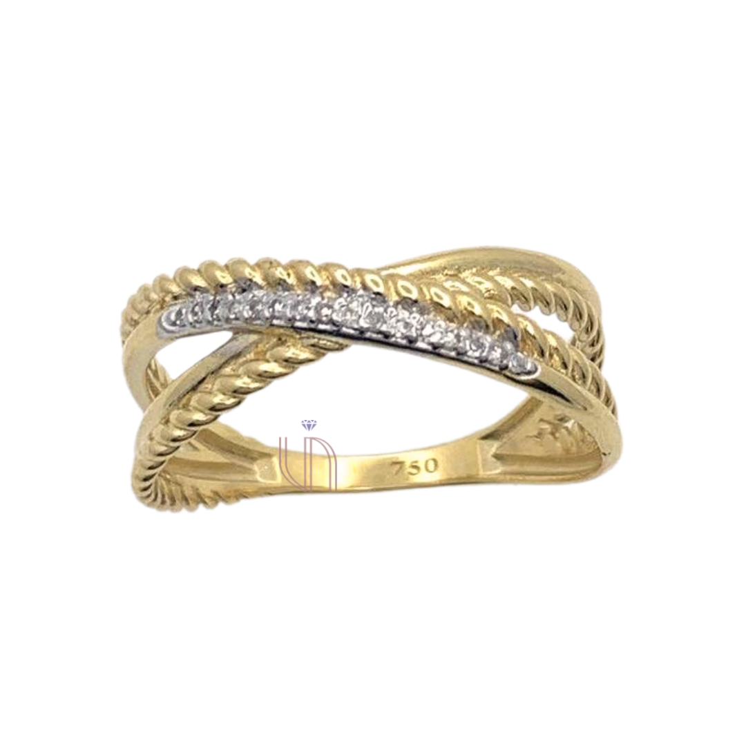 Anel Corda em Ouro Amarelo 18k com Diamantes