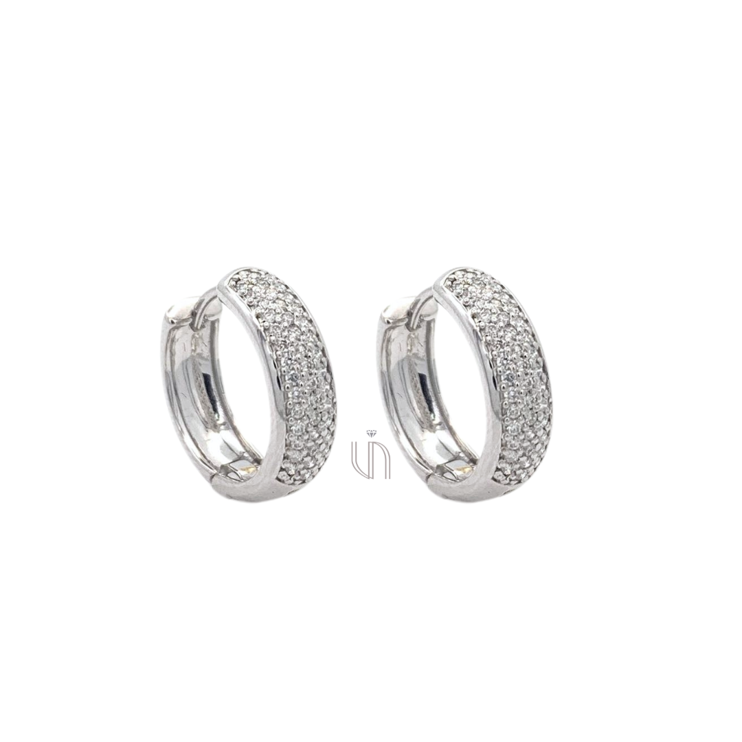 Brinco de Argola com Encaixe para Pendentes em Ouro Branco 18k com Diamantes