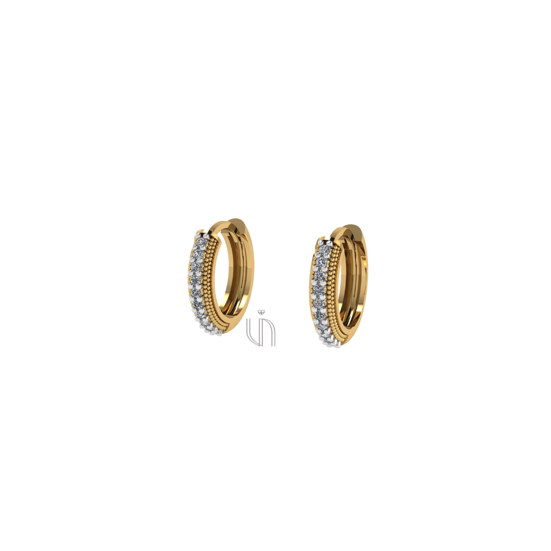 Brinco de Argola G em Ouro Amarelo 18k com 20 Diamantes