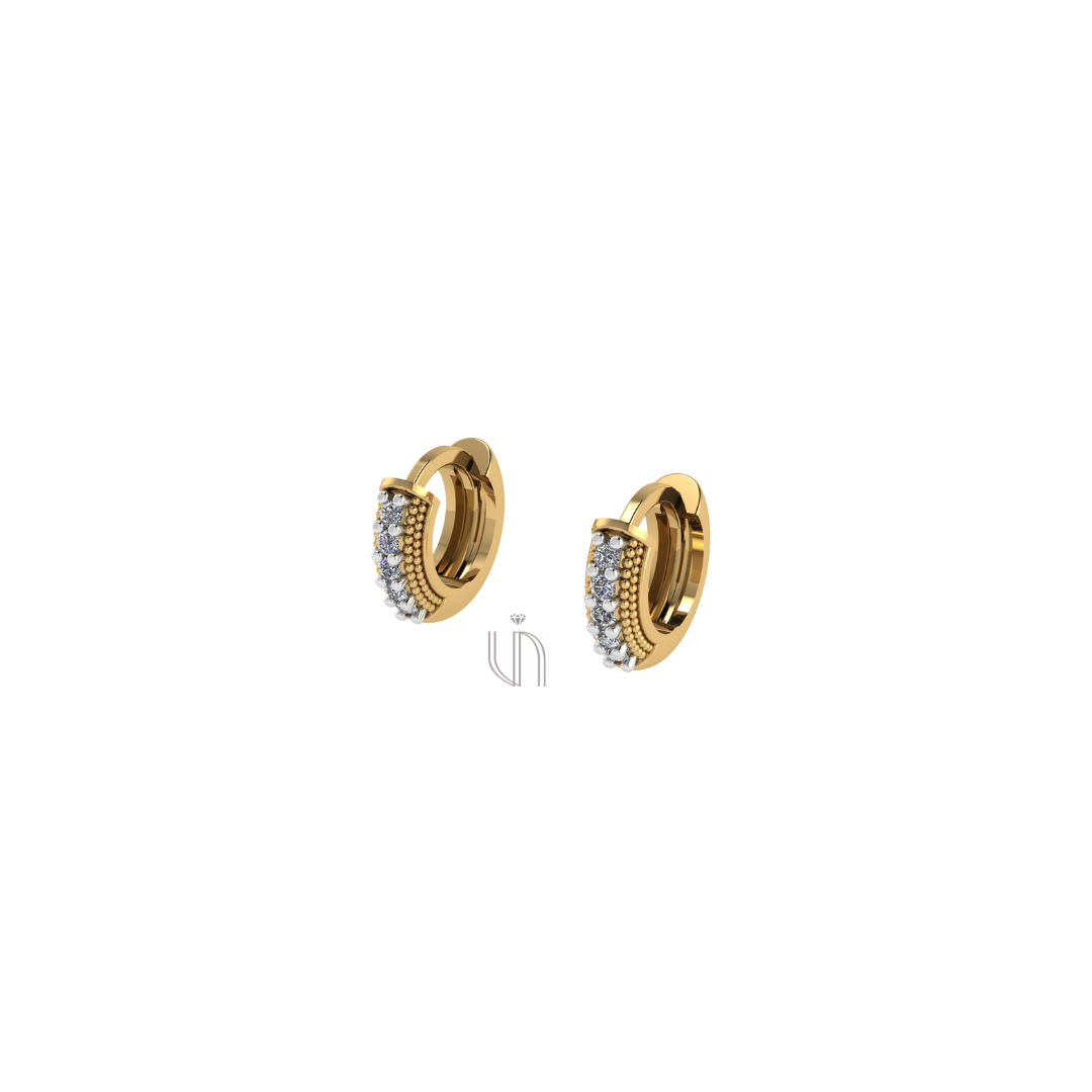 Brinco de Argola P em Ouro Amarelo 18k com 10 Diamantes