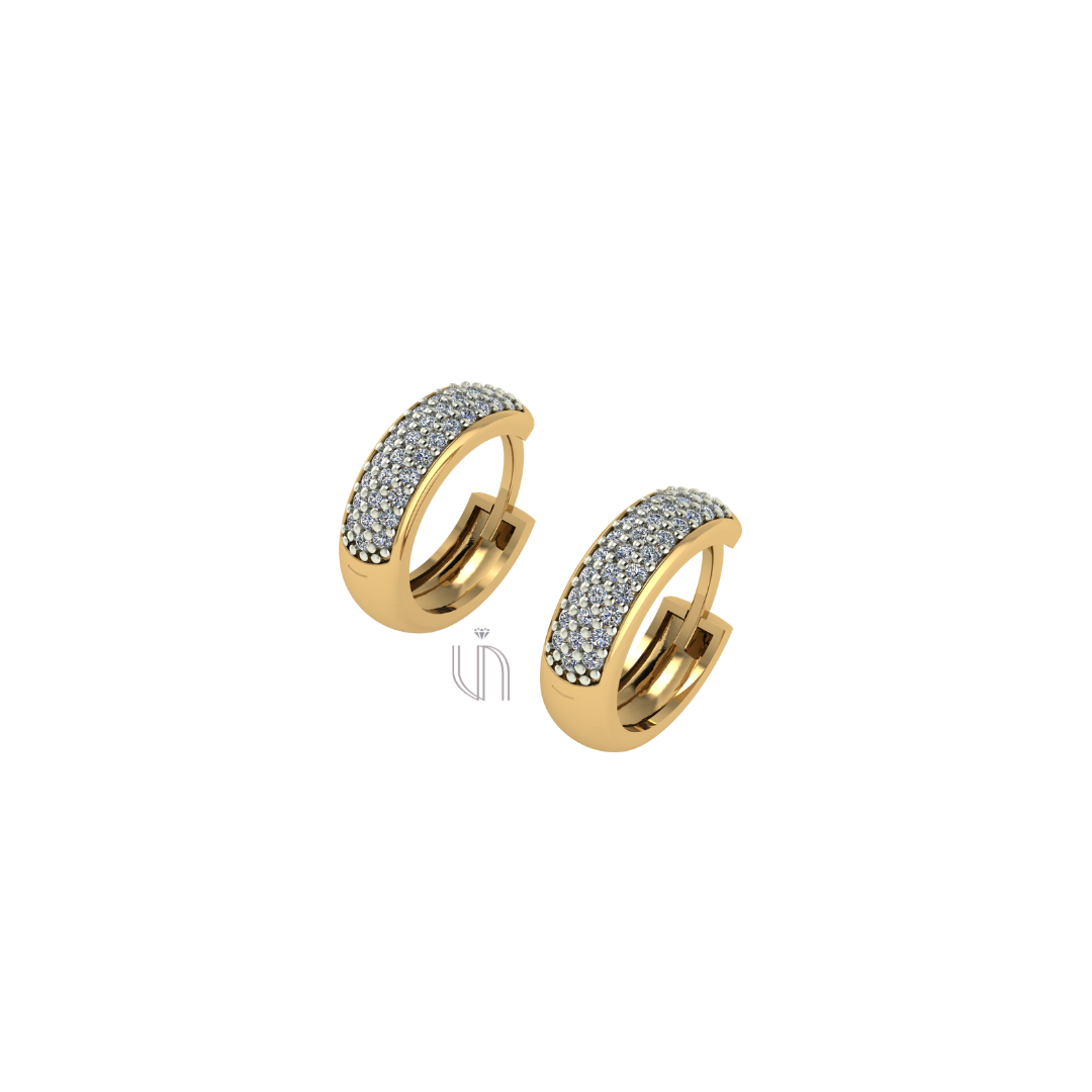 Brinco de Argola G em Ouro Amarelo 18k com 68 Diamantes