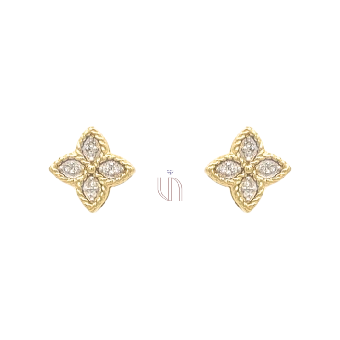 Brinco Daphne Pequeno em Ouro Amarelo 18k com Diamantes