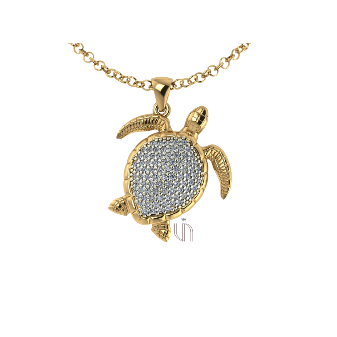 Pingente Tartaruga em Ouro Amarelo 18k com Zircônias