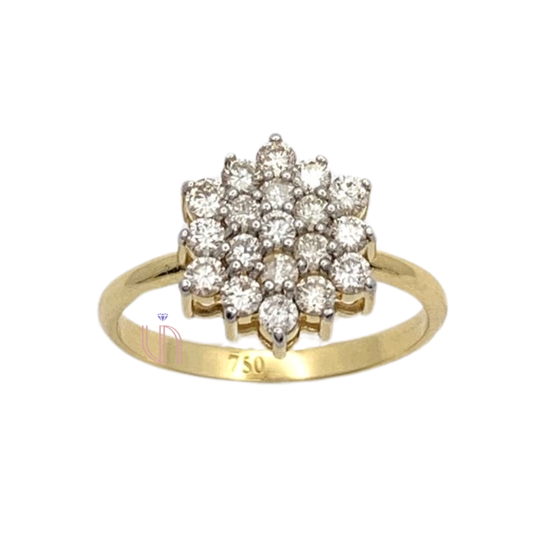 Anel Chuveiro Hexagonal em Ouro Amarelo 18k com Diamantes