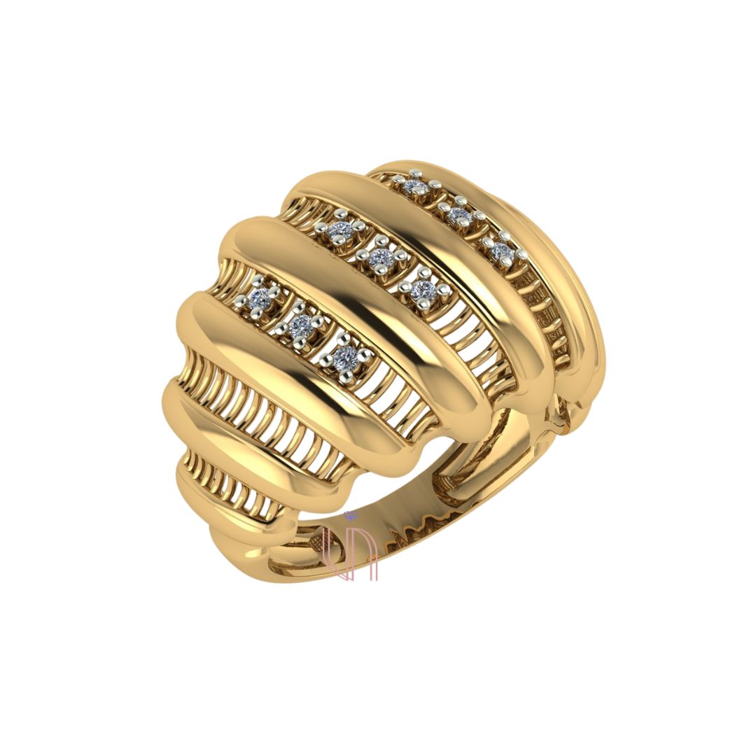 Anel Concha em Ouro Amarelo 18k com Diamantes