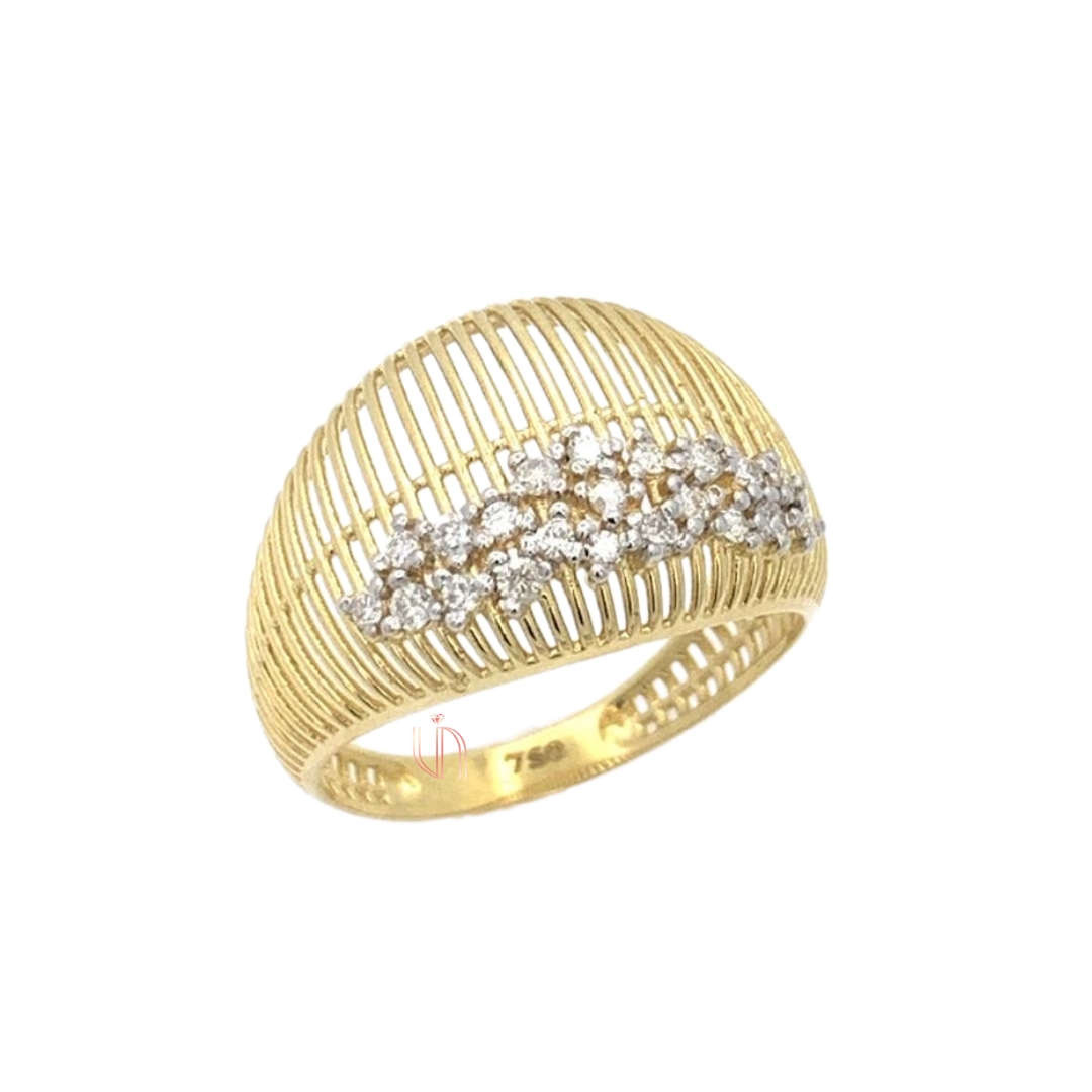 Anel Brisa Abaulado em Ouro Amarelo 18k com Detalhe em Diamantes