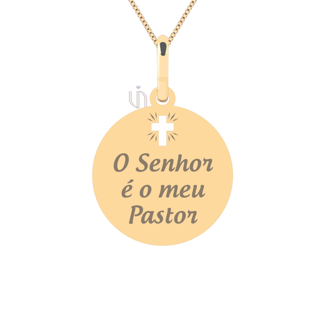 Medalha O Senhor é Meu Pastor em Ouro 18k