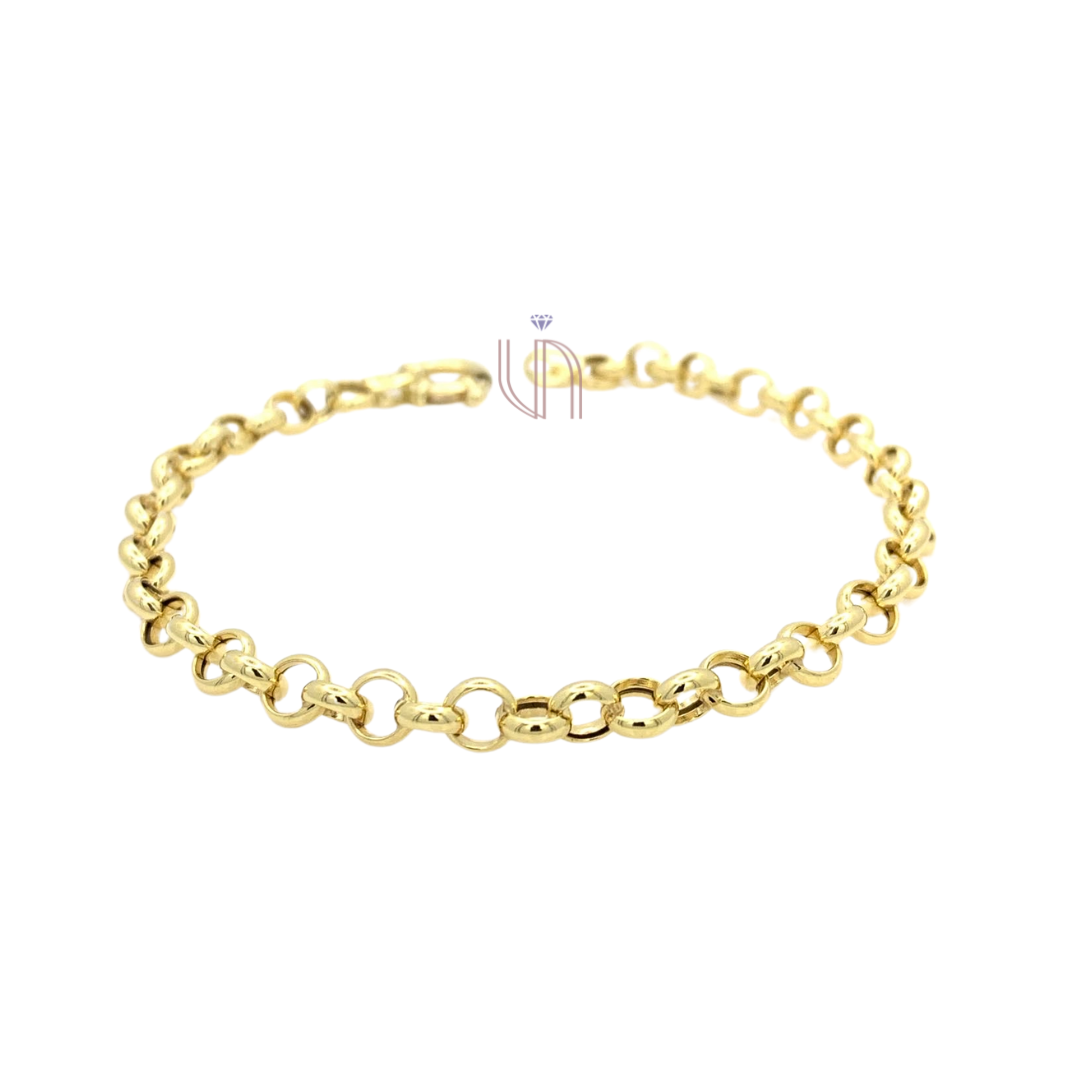 Pulseira Portuguesa Oca em Ouro Amarelo 18k 19cm