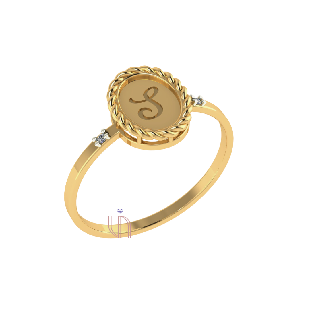 Anel Oval Corda Personalizável em Ouro Amarelo 18k com Diamantes