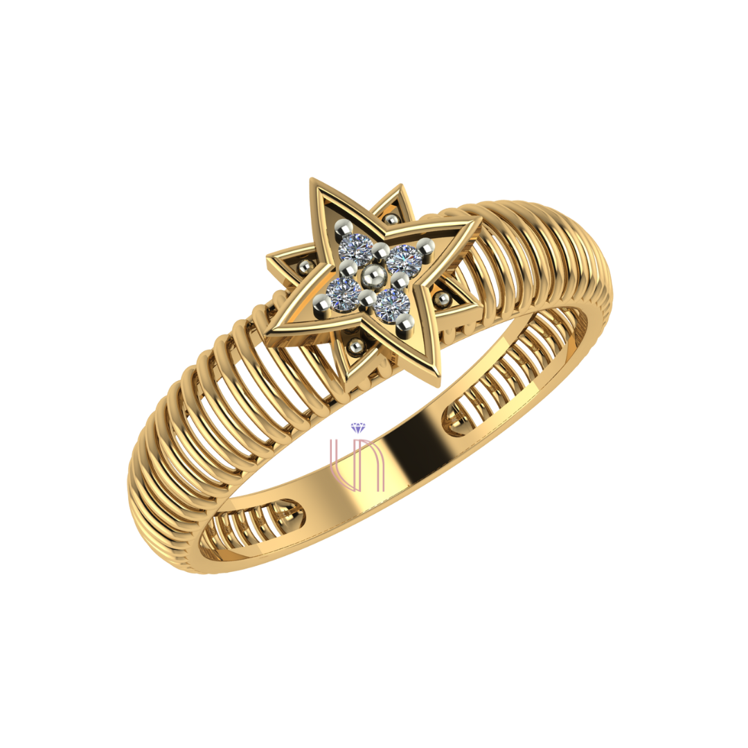 Anel Brisa Estrela em Ouro Amarelo 18k com Diamantes