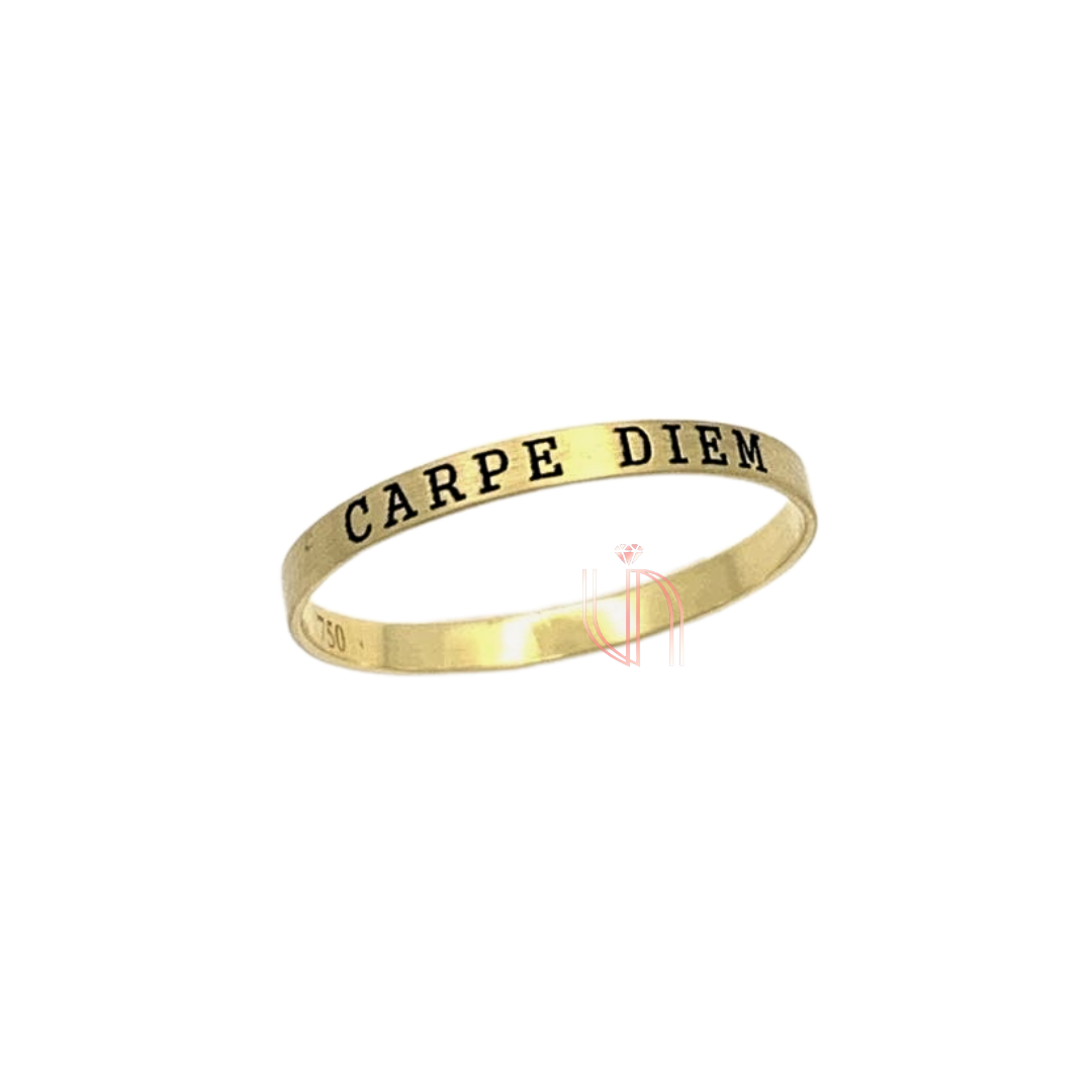 Aliança Carpe Diem em Ouro Amarelo 18k