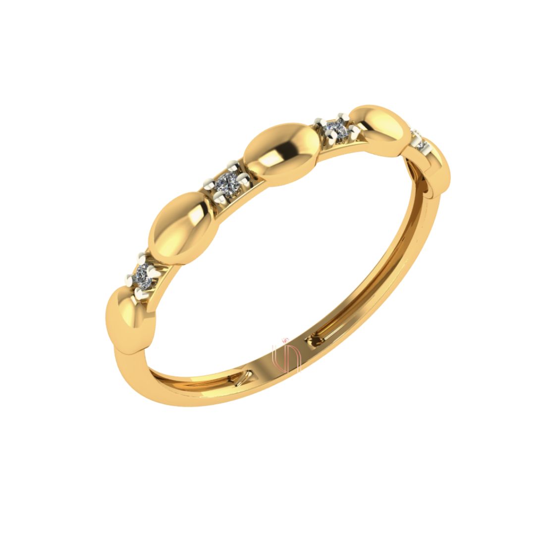 Anel Bubbles em Ouro Amarelo 18k com 4 Diamantes