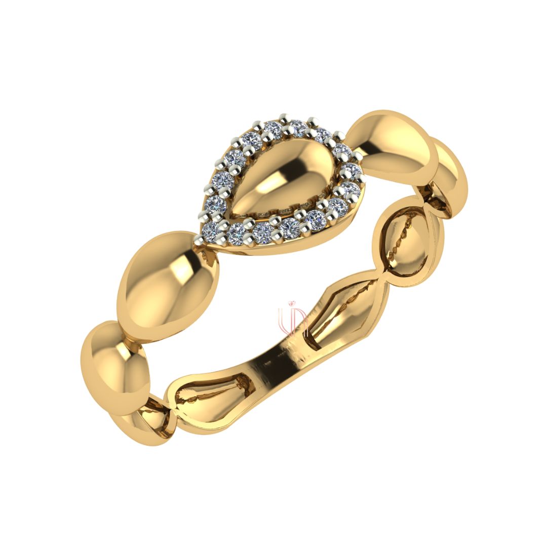 Anel Gotas em Ouro Amarelo 18k com Diamantes