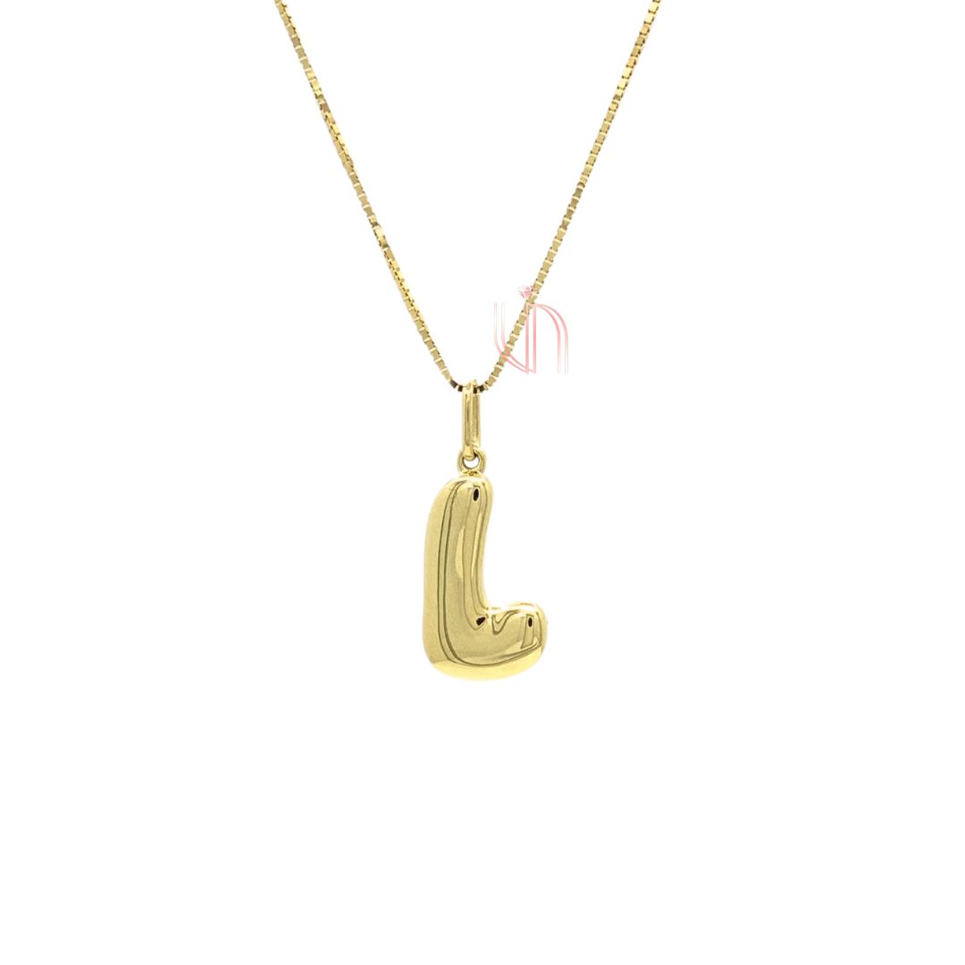 Pingente Bubble Letra L em Ouro Amarelo 18k