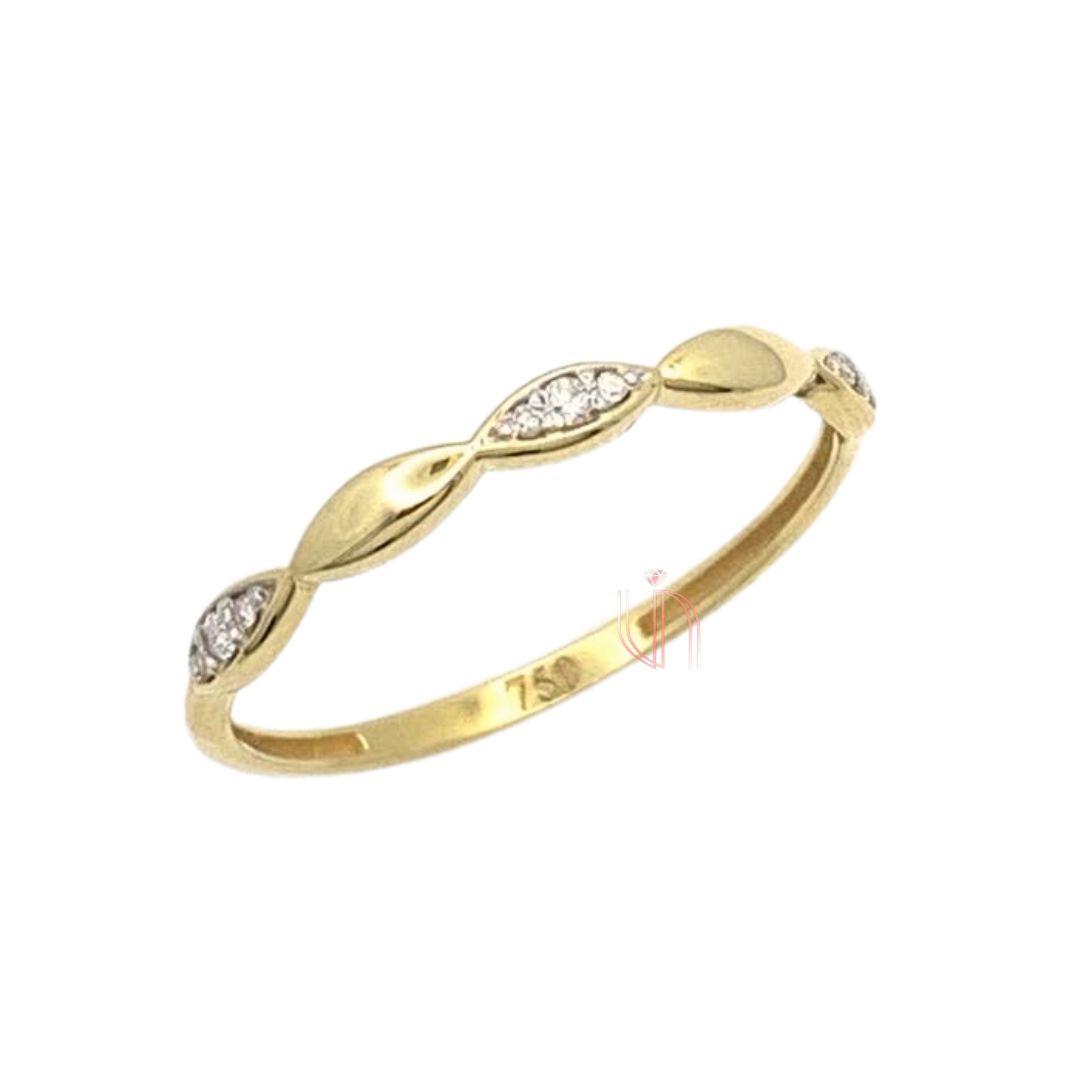 Anel Bubble Gomos fino  em Ouro Amarelo 18k com Diamantes