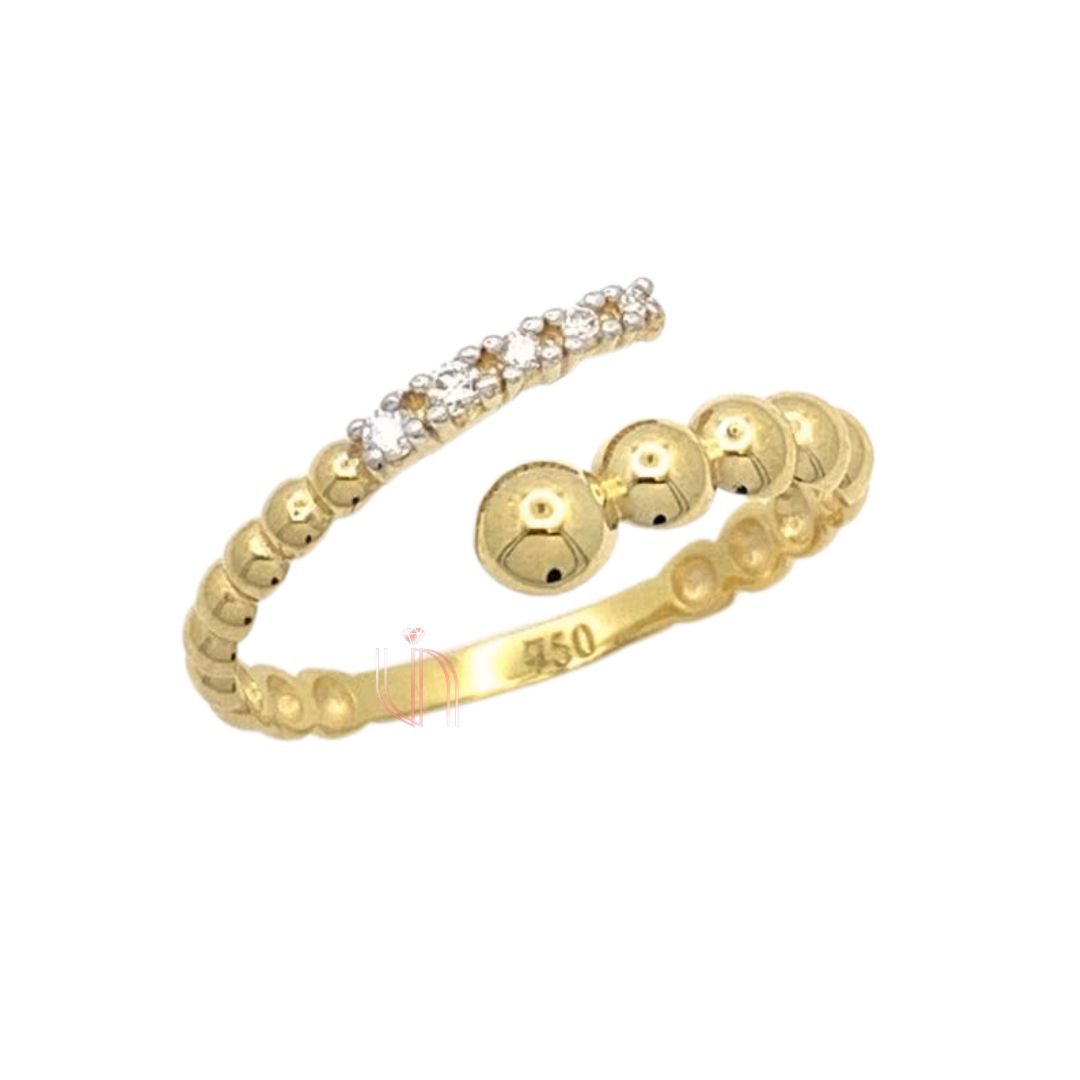 Anel Bubble Aro Aberto Degrade em Ouro Amarelo 18k com Diamantes