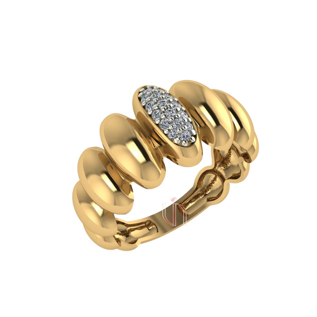 Anel Bubble Gomos em Ouro Amarelo 18k com 16 Diamantes