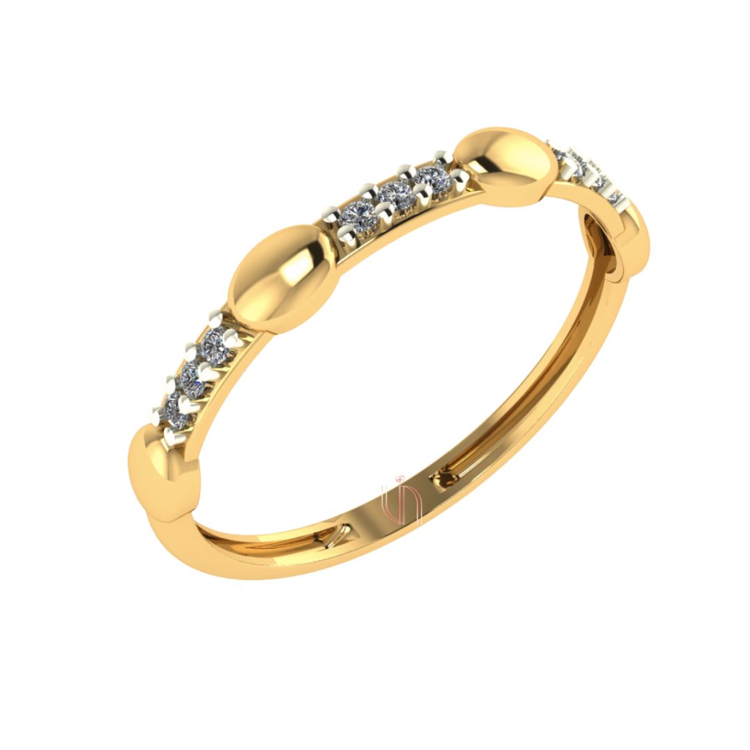 Anel Bubbles em Ouro Amarelo 18k com 9 Diamantes