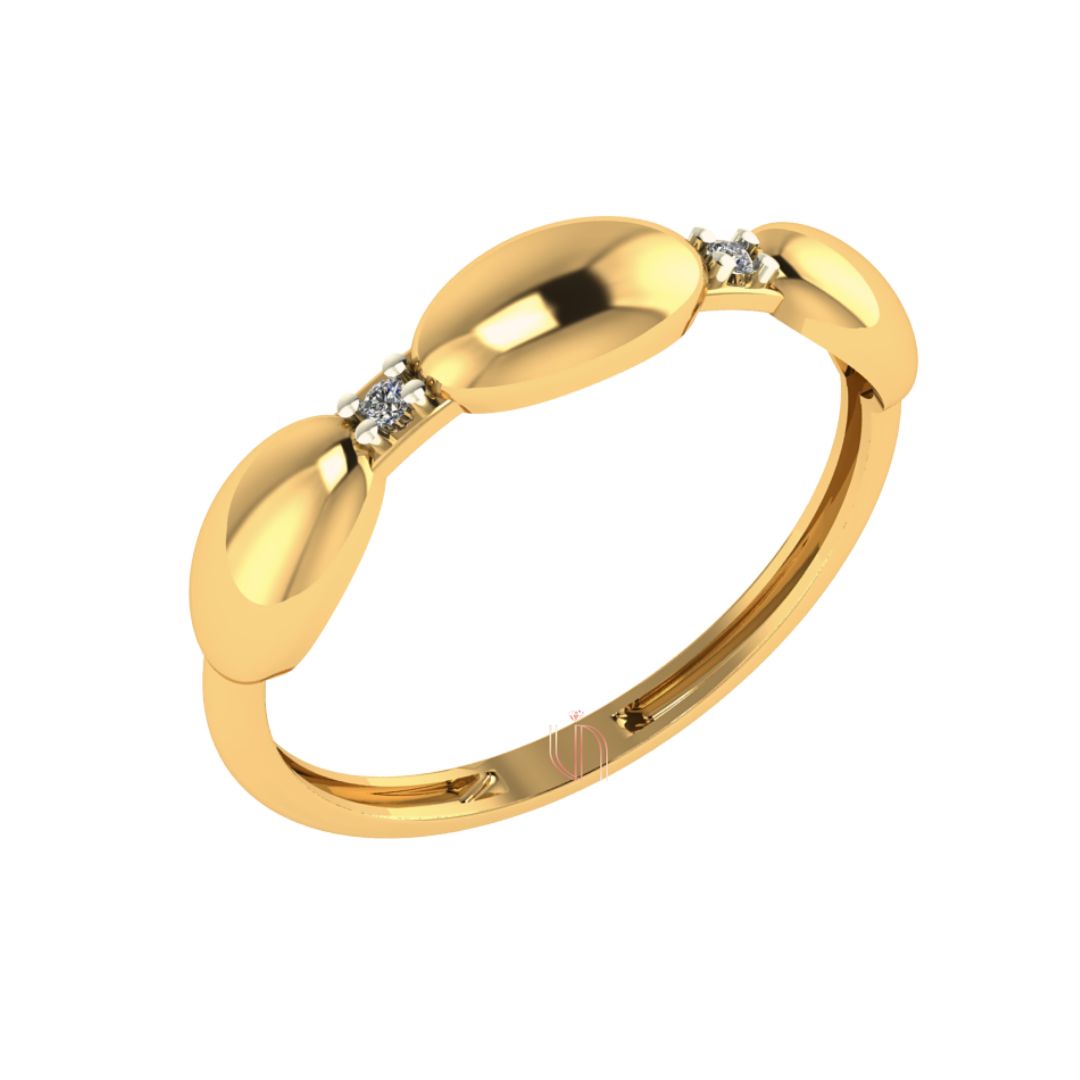 Anel Bubbles em Ouro Amarelo 18k com 2 Diamantes