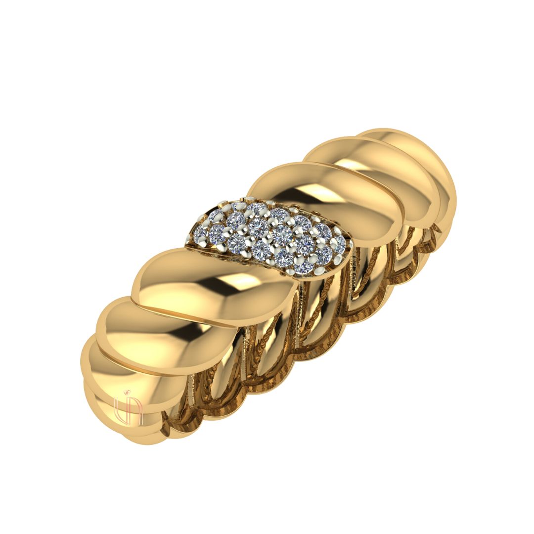 Anel Corda em Ouro Amarelo 18k com Diamantes